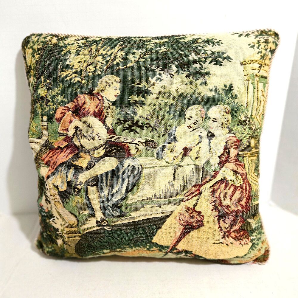 Garden Party Tapestry Pillow Left Panel Francois Boucher Jardin Belgium Jacquard